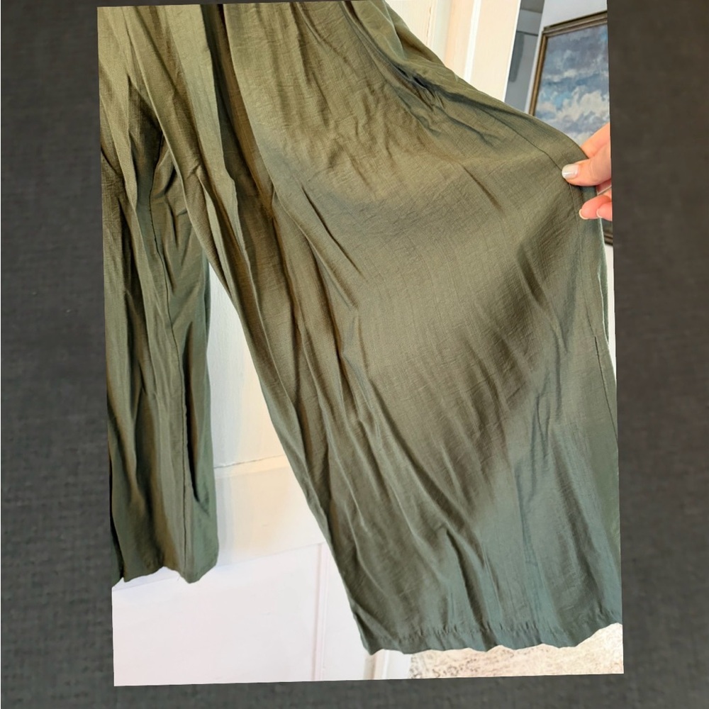 Milano, Ettan Taylor Wide Leg Pleated Palazzo Pants - Green - Picture 3 of 8